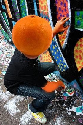 orange head graffiti 